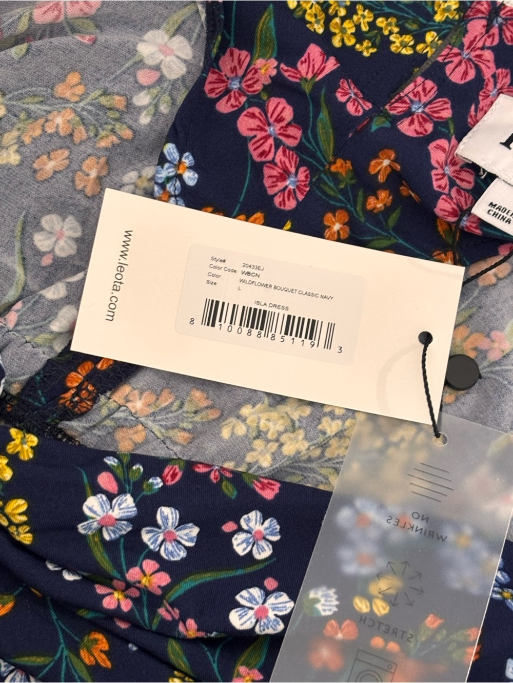 Leota Navy Floral Cowl-Neck Midi Dress with Tie Waist - Picture 6 of 11